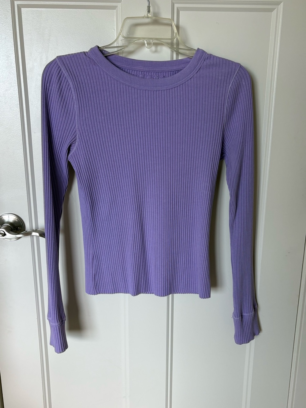 Aerie Long-Sleeve Ribbed Lavender Top